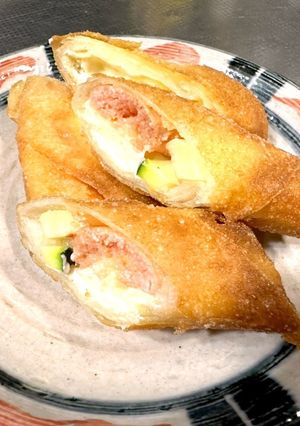 クリームチーズ明太とズッキーニの春巻き-レシピのメイン写真