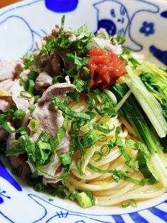 簡単!梅と柚子胡椒の豚しゃぶ冷製パスタ♪-レシピのメイン写真