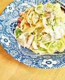 ベーコンとレタスのクリームパスタ