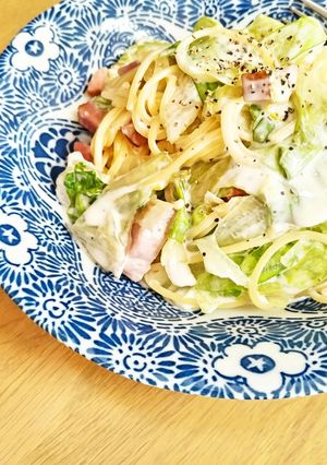 ベーコンとレタスのクリームパスタ-レシピのメイン写真
