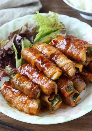 【ズッキーニの肉巻き】甘辛ケチャップ味-レシピのメイン写真
