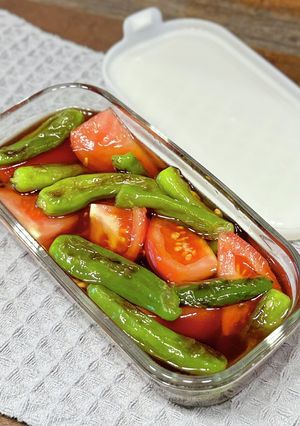 【楽めし】しし唐とトマトの麺つゆ漬け-レシピのメイン写真
