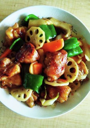 鶏の唐揚げとれんこん炒め-レシピのメイン写真
