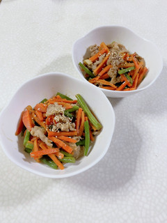三度豆とにんじんと豚肉の炒め物-レシピのメイン写真