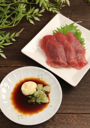 簡単！刺身醤油　青いにんにく辣油マヨ-レシピのメイン写真