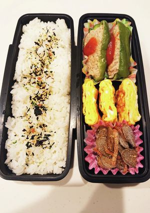 R6/6/19 ピーマンの肉詰め弁当-レシピのメイン写真