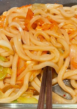 ねぎキムチーズうどん-レシピのメイン写真