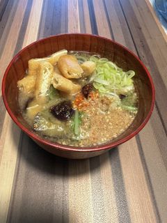 オリーブオイル炒め茄子のお味噌汁+胡麻油-レシピのメイン写真