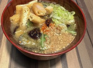 オリーブオイル炒め茄子のお味噌汁＋胡麻油-レシピのメイン写真