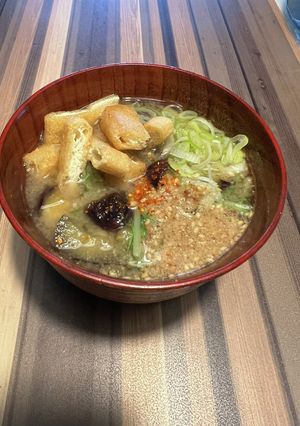 オリーブオイル炒め茄子のお味噌汁＋胡麻油-レシピのメイン写真