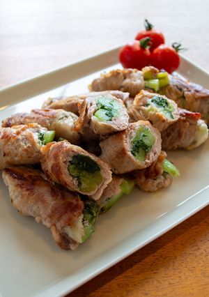 巻いて焼くだけ！野沢菜肉巻き-レシピのメイン写真