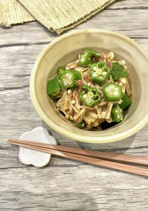 超簡単♪オクラとえのきの麺つゆポン酢和え-レシピのメイン写真