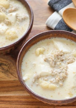 カリフラワーと豆腐のごま豆乳スープ-レシピのメイン写真