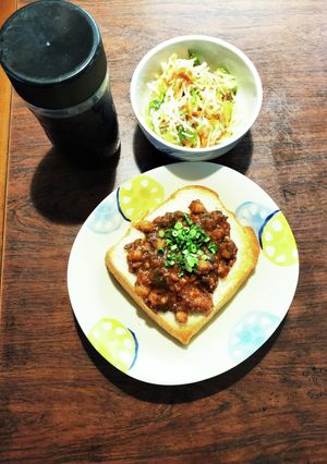 ひよこ豆キーマカレー&小ねぎトースト-レシピのメイン写真
