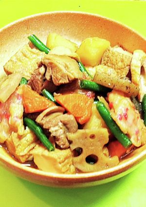 鶏肉とじゃがいもと 根菜と厚揚げの煮物-レシピのメイン写真