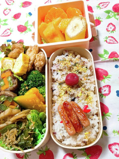 女子中学生のお弁当♪唐揚げ&肉巻き-レシピのメイン写真
