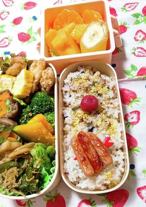 女子中学生のお弁当♪唐揚げ＆肉巻き-レシピのメイン写真