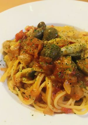 ホールトマト缶のキノコパスタ-レシピのメイン写真