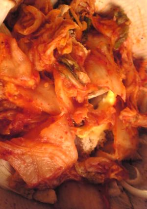 キムチと玉葱とぶなしめじのチーズ焼き-レシピのメイン写真