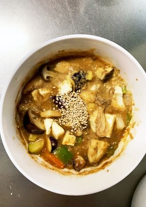茄子椎茸きな粉甘辛レモン味豆腐八宝菜風-レシピのメイン写真