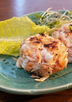 はんぺんとゆで桜エビまんまる焼き　膵炎-レシピのメイン写真