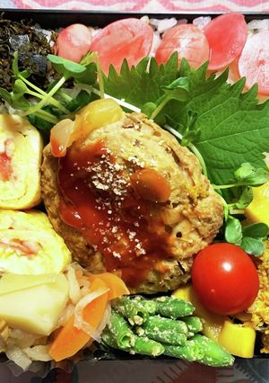 6/21ﾖｯﾁｬﾝ☆煮込みハンバーグ弁当-レシピのメイン写真