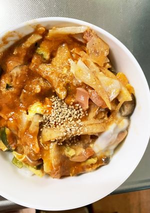 お一人様野菜たっぷりオムライス味親子丼風-レシピのメイン写真