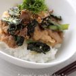 にんにくだれ。小松菜と大葉の味噌豚丼