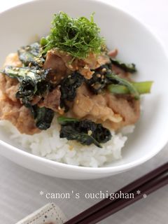 にんにくだれ。小松菜と大葉の味噌豚丼-レシピのメイン写真
