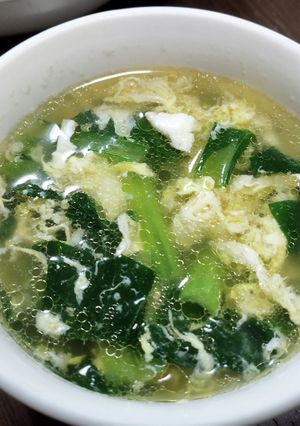 簡単、小松菜とたまごの中華風スープ-レシピのメイン写真
