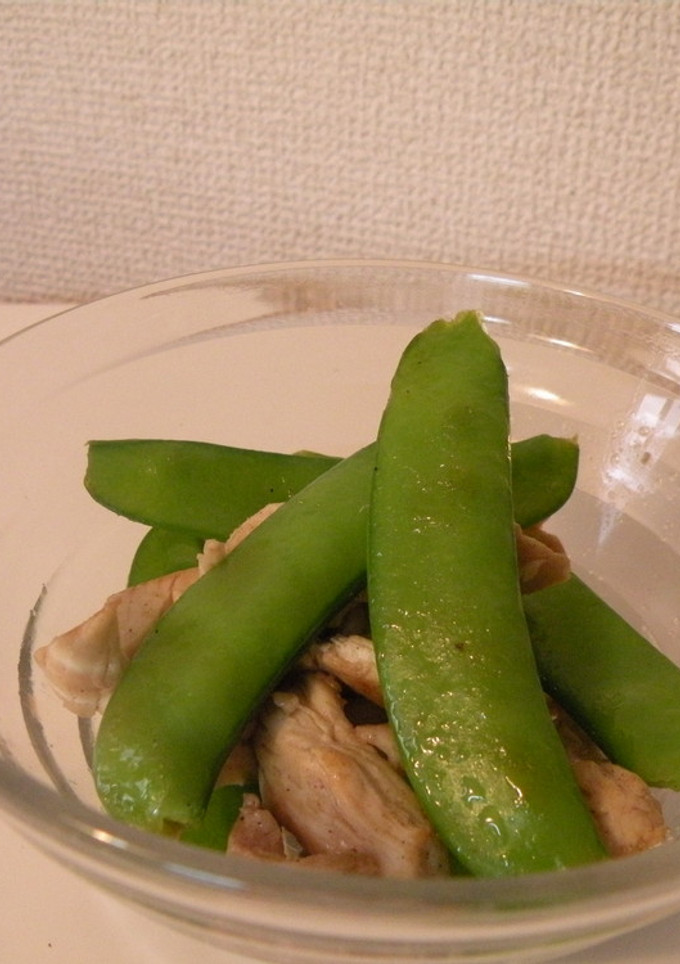 さやえんどうと鳥ささみの簡単ゴマ油炒め-レシピのメイン写真