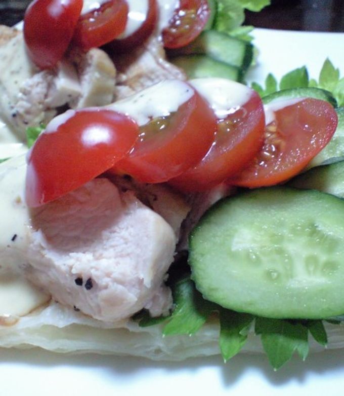 パイに野菜とチキンをのせて ☆ by 彩工房花 【クックパッド】 簡単