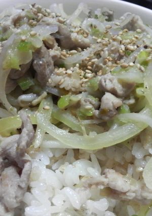 豚コマで柚子胡椒ネギ塩丼♪-レシピのメイン写真