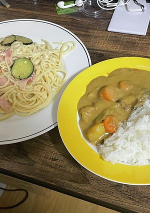 カレーライスと冷製カルボナーラ-レシピのメイン写真