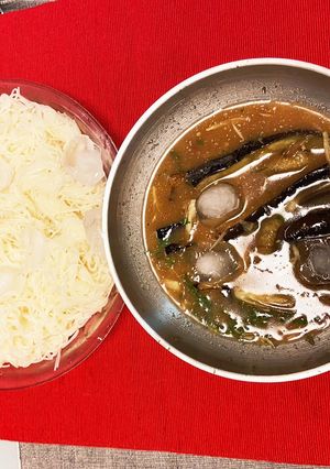揚げなす味噌つゆの冷やしそうめん-レシピのメイン写真