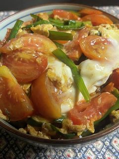 ニラ玉トマトかつ丼-レシピのメイン写真