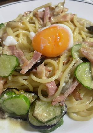 夏野菜たっぷりカルボナーラ-レシピのメイン写真