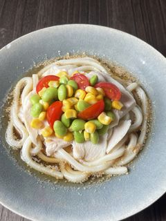蒸し鶏と夏野菜の冷やしうどん-レシピのメイン写真