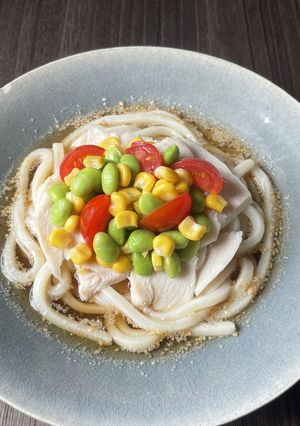 蒸し鶏と夏野菜の冷やしうどん-レシピのメイン写真