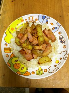 カレー味☆揚げ焼きジャーマンポテトごはん-レシピのメイン写真