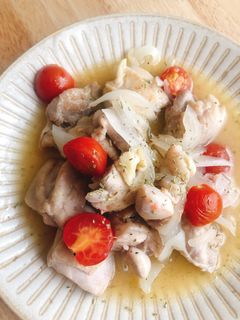 鶏肉とミニトマトのガーリック炒め-レシピのメイン写真