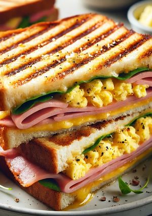 卵ハムバターホットサンド 朝食-レシピのメイン写真