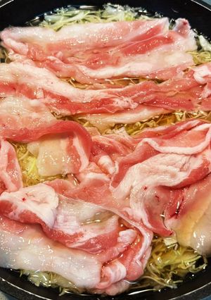 豚肉キャベツ簡単おひとり様ダイエット鍋♪-レシピのメイン写真