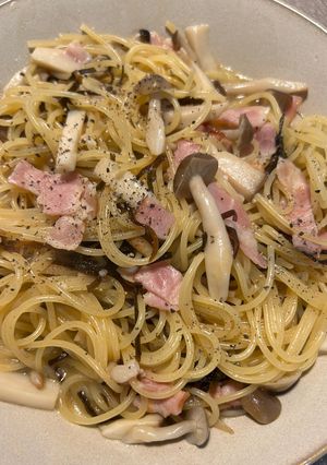きのこと塩昆布のワンパンパスタ-レシピのメイン写真