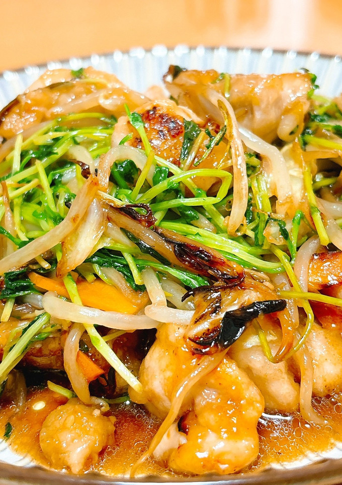 豆苗と鶏肉の中華野菜炒め-レシピのメイン写真