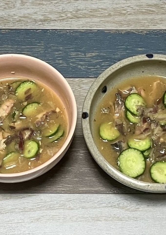 サバ缶の冷や汁風みそ汁-レシピのメイン写真