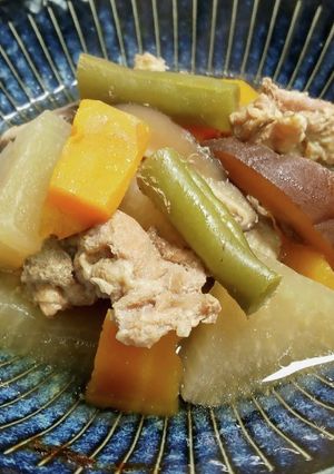 電器圧力鍋で！豚肉と野菜の煮物-レシピのメイン写真