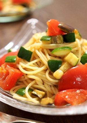 夏野菜と黒酢の冷製パスタ-レシピのメイン写真