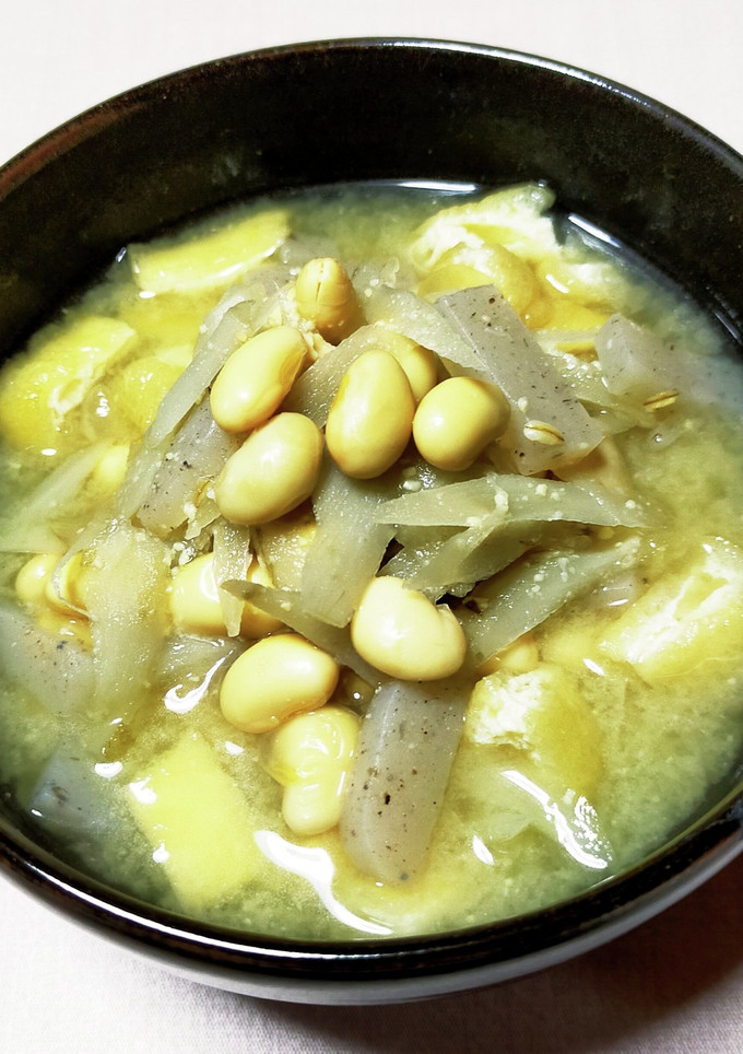 大豆とこんにゃく、ごぼうのみそ汁-レシピのメイン写真