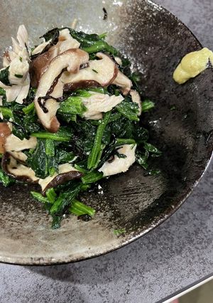 ほうれん草椎茸ササミ塩昆布ごま油わさび-レシピのメイン写真